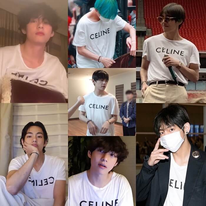 輝い セリーヌ コットン ロゴ リサ BTS V テテ Tシャツ CELINE ...